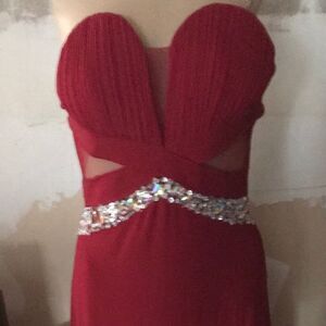 Miss Morena Long Red Strapless Cocktail Dress sz.S